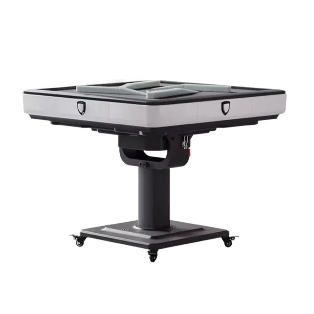 HEXJON No.36 Surface, Premium Square Design, Foldable Top, - Mahjong Table Automatic Tempered 94cm Wool Felt Glass Low-Noise - White