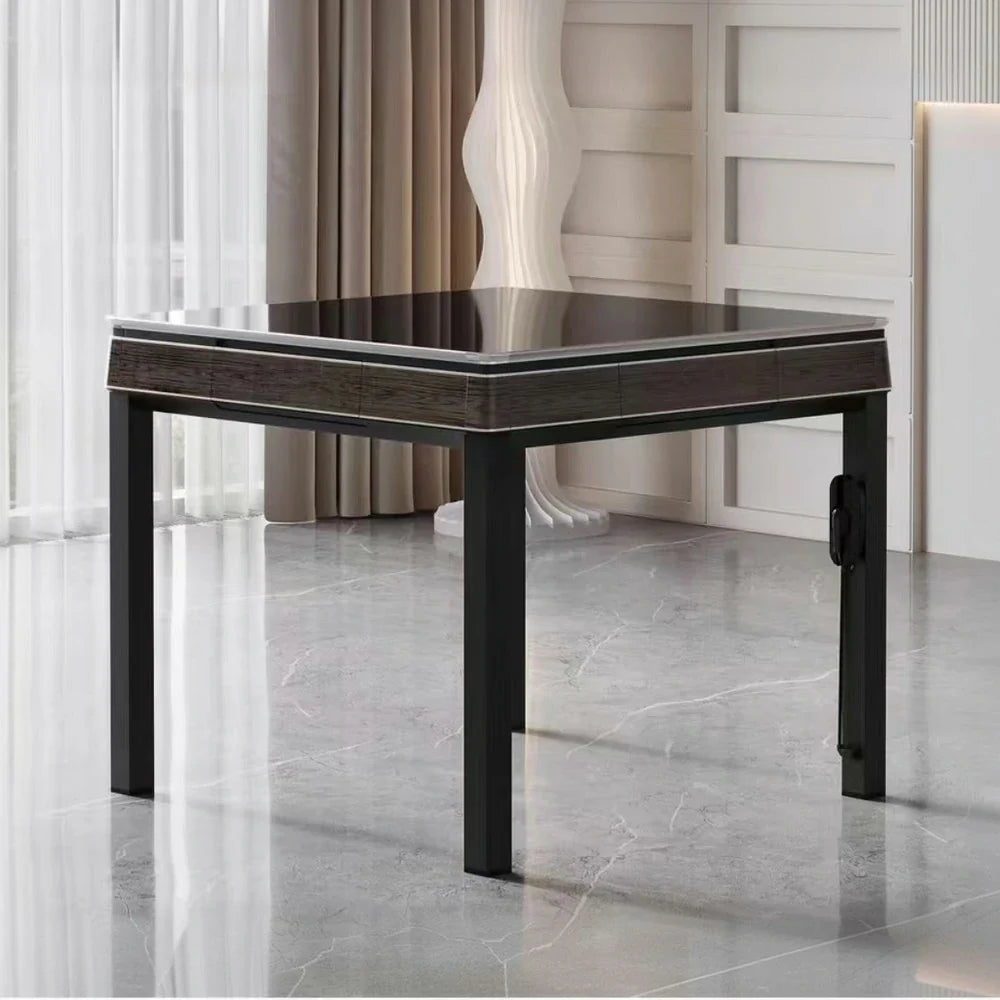 HEXJON No.36 Mahjong Table Tiles, Enclosed Game Compact - Jade-Style Table Wool Low-Noise Felt Top, Automatic Ultra-Slim - 94cm Design, Brown