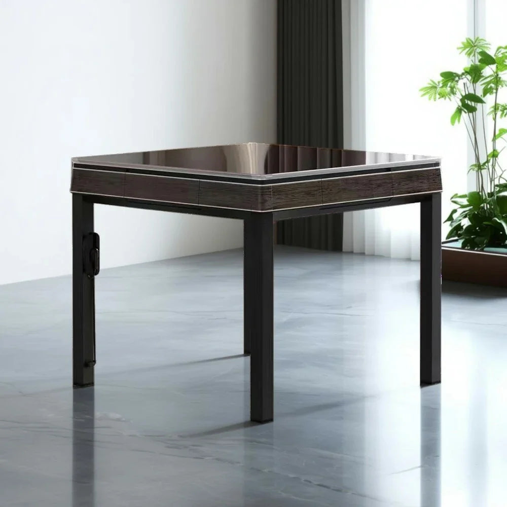 HEXJON No.36 Mahjong Table Tiles, Enclosed Game Compact - Jade-Style Table Wool Low-Noise Felt Top, Automatic Ultra-Slim - 94cm Design, Brown