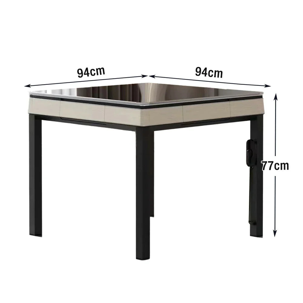 HEXJON No.36 Compact Jade-Style Ultra-Slim Automatic Table Low-Noise Felt Wool Table - Mahjong Design, 94cm Tiles, Game Top, - Enclosed Gold