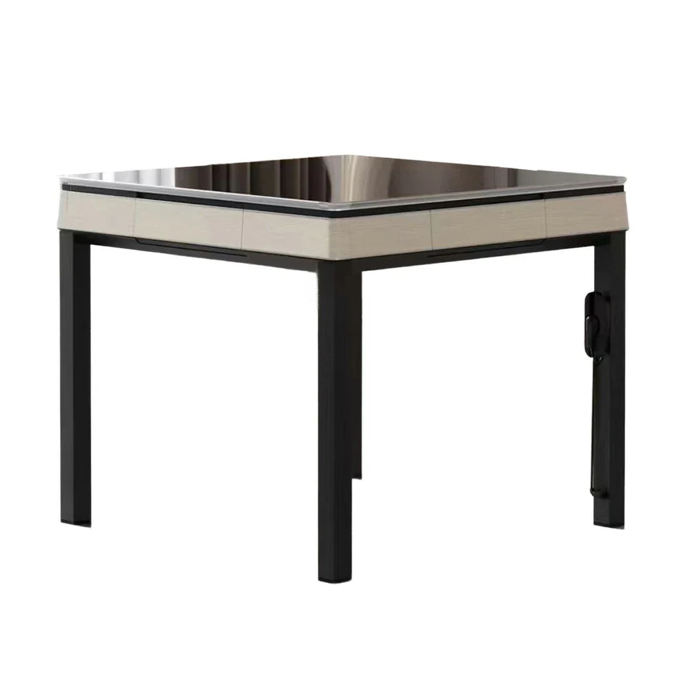 HEXJON No.36 Compact Jade-Style Ultra-Slim Automatic Table Low-Noise Felt Wool Table - Mahjong Design, 94cm Tiles, Game Top, - Enclosed Gold