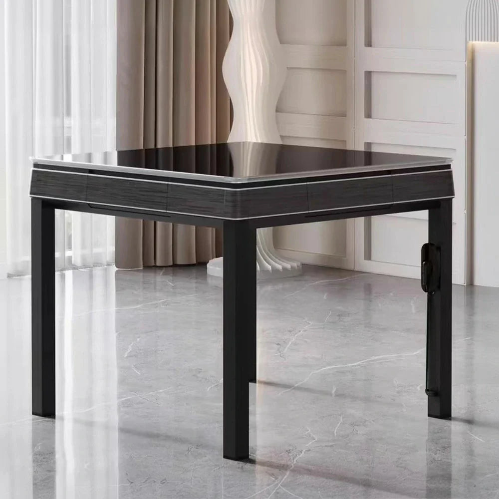 HEXJON No.36 Wool Top, Compact - Table Ultra-Slim Mahjong Felt Enclosed 94cm Design, Automatic Low-Noise Game Tiles, - Table Jade-Style Grey