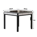 HEXJON No.36 - Compact Jade-Style Table Game Automatic Enclosed Mahjong Table Low-Noise Felt Ultra-Slim Top, 94cm Design, - Tiles, Wool White