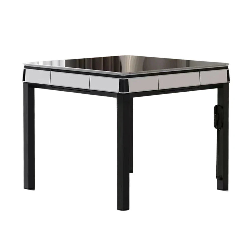 HEXJON No.36 - Compact Jade-Style Table Game Automatic Enclosed Mahjong Table Low-Noise Felt Ultra-Slim Top, 94cm Design, - Tiles, Wool White