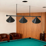 ARIX Matching with Rail Complete - Finish Black with Lighting Billiard Metal 3-Shade Rail, Light 55-inch Shades Black