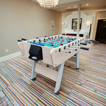 KICKSY 5FT Foosball Playfield, High-Density Stable Rust-Resistant - Wood with Double-Spring Frame Tubes, Design Steel Handles, Chrome - Table Solid White