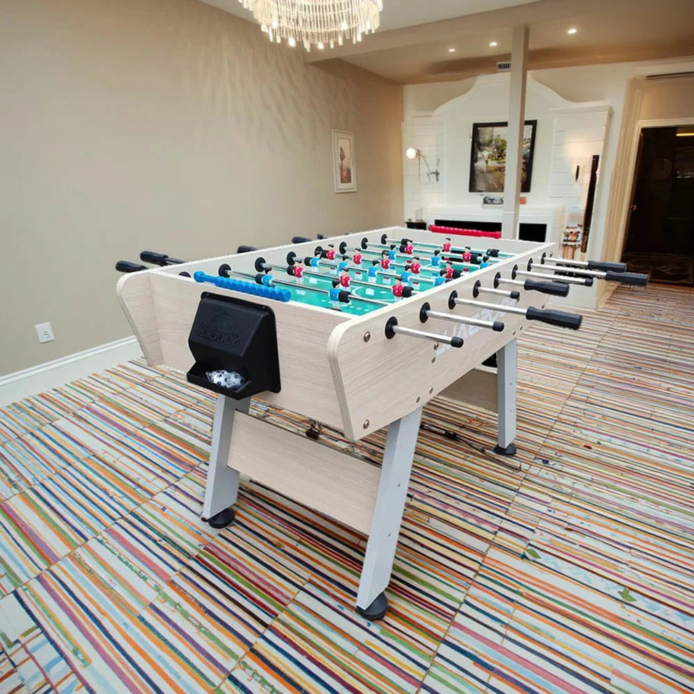 KICKSY 5FT Foosball Playfield, High-Density Stable Rust-Resistant - Wood with Double-Spring Frame Tubes, Design Steel Handles, Chrome - Table Solid White