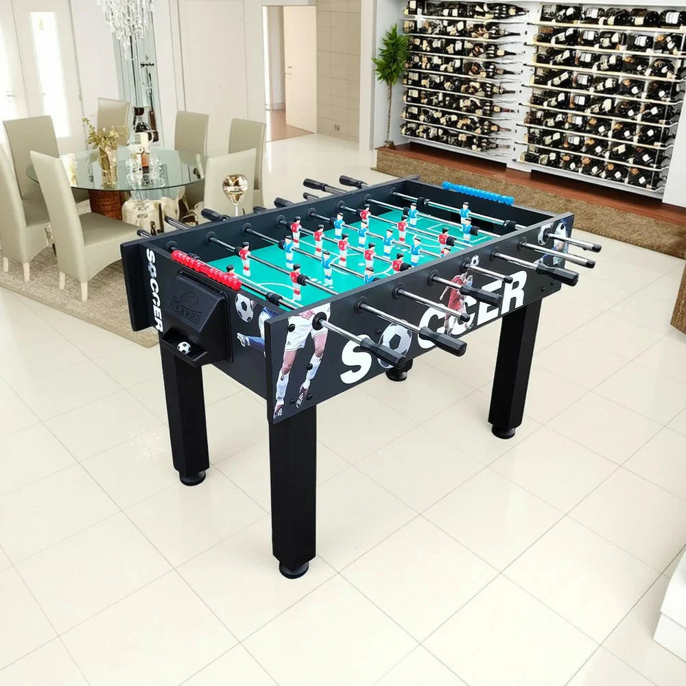 KICKSY 5FT High-Density Playfield, Frame Wood Steel - Table Rust-Resistant with Tubes, Solid Design Stable Foosball Handles, Chrome Double-Spring - Black