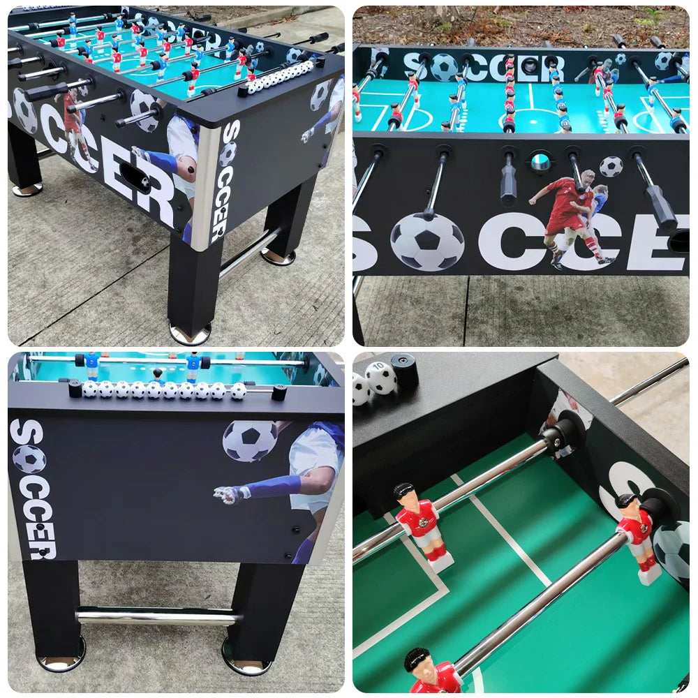 KICKSY 5FT High-Density Playfield, Frame Wood Steel - Table Rust-Resistant with Tubes, Solid Design Stable Foosball Handles, Chrome Double-Spring - Black
