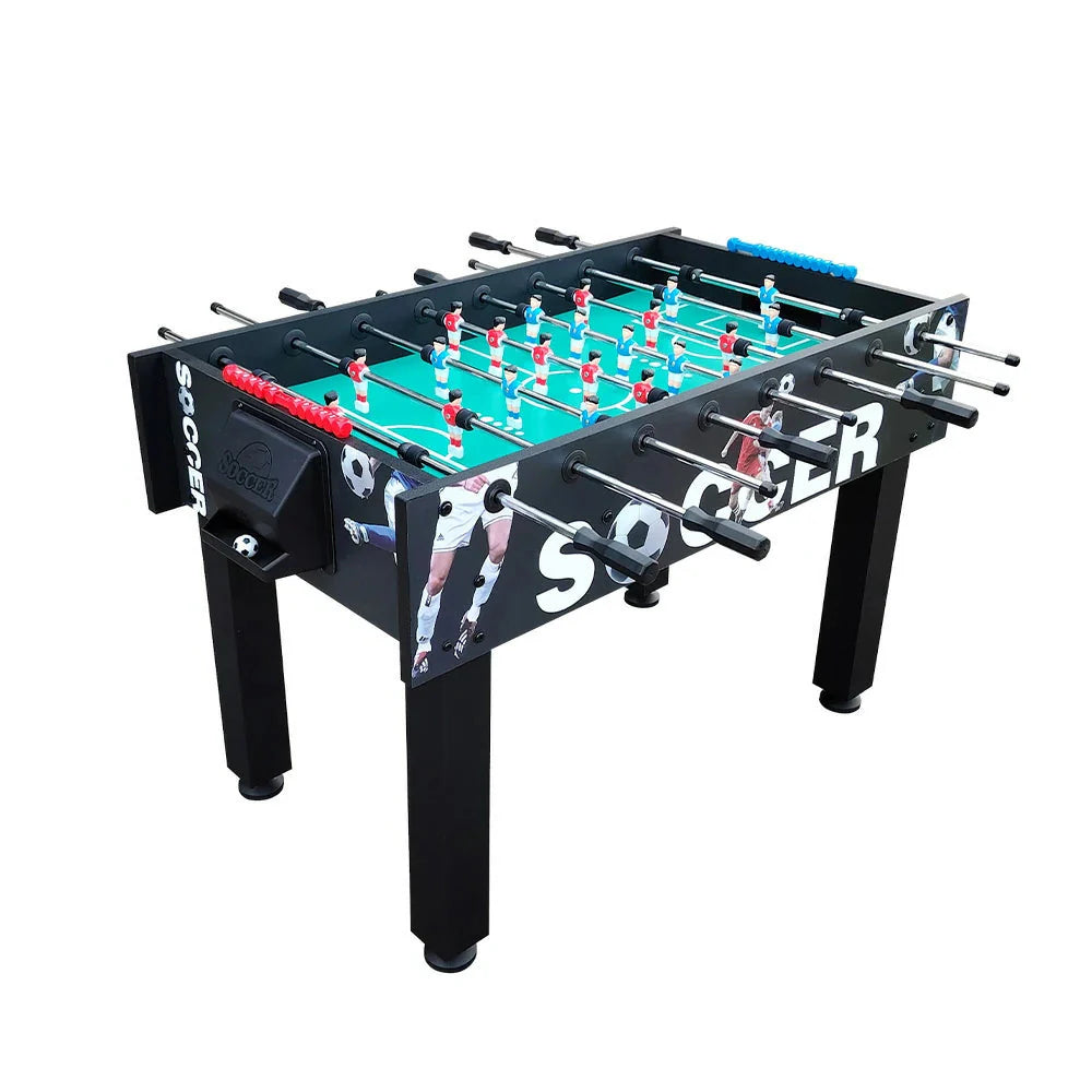 KICKSY 5FT High-Density Playfield, Frame Wood Steel - Table Rust-Resistant with Tubes, Solid Design Stable Foosball Handles, Chrome Double-Spring - Black