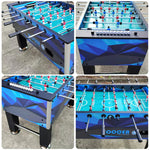 KICKSY 5FT Wood Table Handles, Steel Design - Solid Playfield, Double-Spring Rust-Resistant - with Chrome Tubes, Stable Foosball High-Density Frame Blue