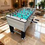 KICKSY 5FT Rods, Wood Solid Playfield, Double-Spring Table High-Density Handles Frame, Steel Foosball Chrome - Durable White