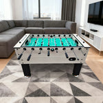 KICKSY 5FT Rods, Wood Solid Playfield, Double-Spring Table High-Density Handles Frame, Steel Foosball Chrome - Durable White