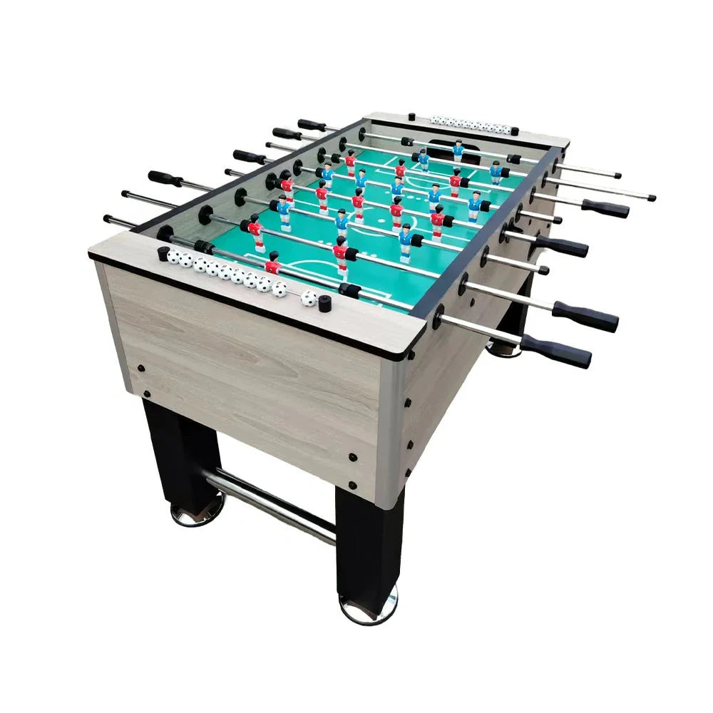 KICKSY 5FT Rods, Wood Solid Playfield, Double-Spring Table High-Density Handles Frame, Steel Foosball Chrome - Durable White