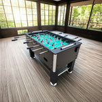 KICKSY 5FT Foosball Table - Sturdy MDF Build 8-Rod Design with Cup Holders - Black