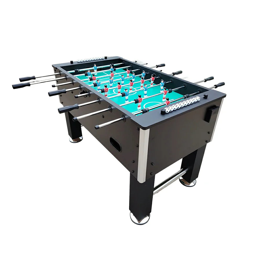 KICKSY 5FT Foosball Table - Sturdy MDF Build 8-Rod Design with Cup Holders - Black