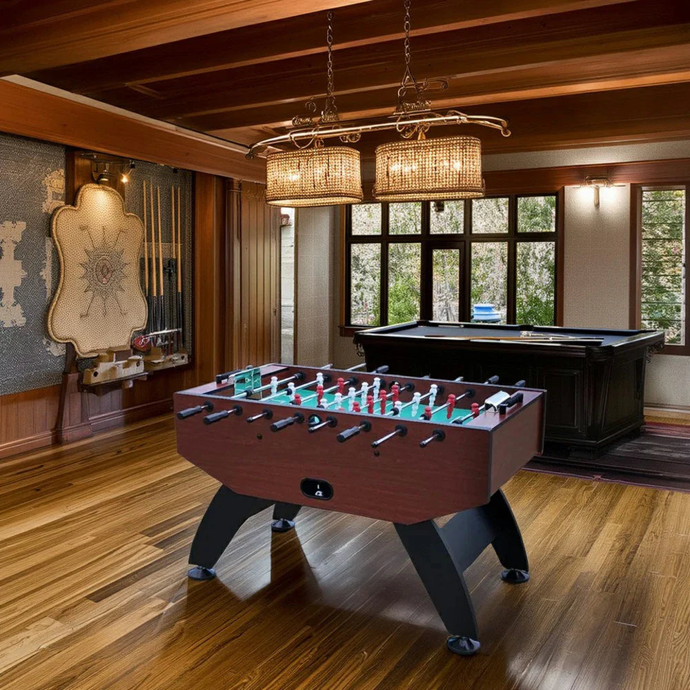 KICKSY 5FT Solid Wood Foosball Table Stable Playfield Handles Anti-Slip Durable Steel ABS Players Hand-Painted & Rods High-Density Chrome-Plated Construction