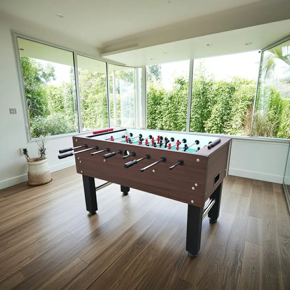 KICKSY 5FT Solid Wood Foosball Table & Stable Steel Anti-Slip High-Density Chrome-Plated Playfield Players Heavy-Duty Rods Handles Hand-Painted ABS Design