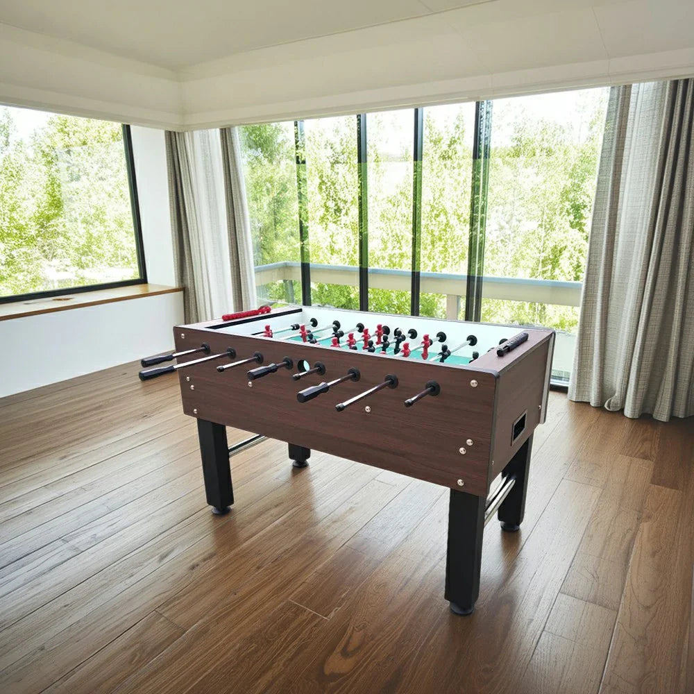 KICKSY 5FT Solid Wood Foosball Table & Stable Steel Anti-Slip High-Density Chrome-Plated Playfield Players Heavy-Duty Rods Handles Hand-Painted ABS Design