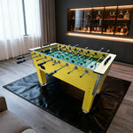 KICKSY 5FT Game - Smooth Table Playfield, Table, with Finish Hollow Cup Soccer Foosball Indoor MDF Bars, Steel Holder, Chrome Wood Grain Side Rod Yellow