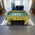 KICKSY 5FT Bars, Table, Table Indoor MDF Soccer Cup Steel Chrome Wood Grain Game Smooth Finish Side Holder, with Rod Solid Foosball - Playfield, Yellow