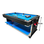 VERSA 7FT Gaming Dining Table Black Billiard Hockey/ Billiards/ Convertible Table Tennis For Room Pool Free Blue/ 4-In-1 / Table Felt Air Accessory