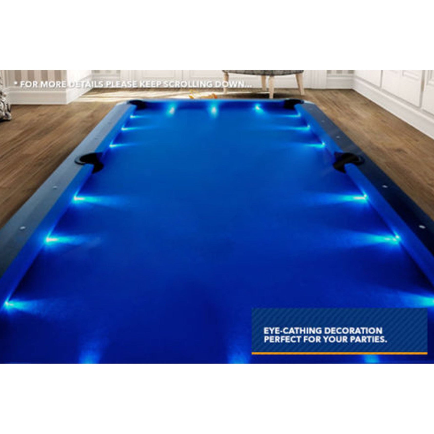 CUETIQ 8FT Free LED Billiard Table Pool with Snooker Accessories