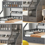 LIVARA CF02 Bed Big Bunk Rails - Crest Pine Timber Safety Storage Cozy Solid Grey