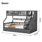 LIVARA CF02 Bed Big Bunk Rails - Crest Pine Timber Safety Storage Cozy Solid Grey