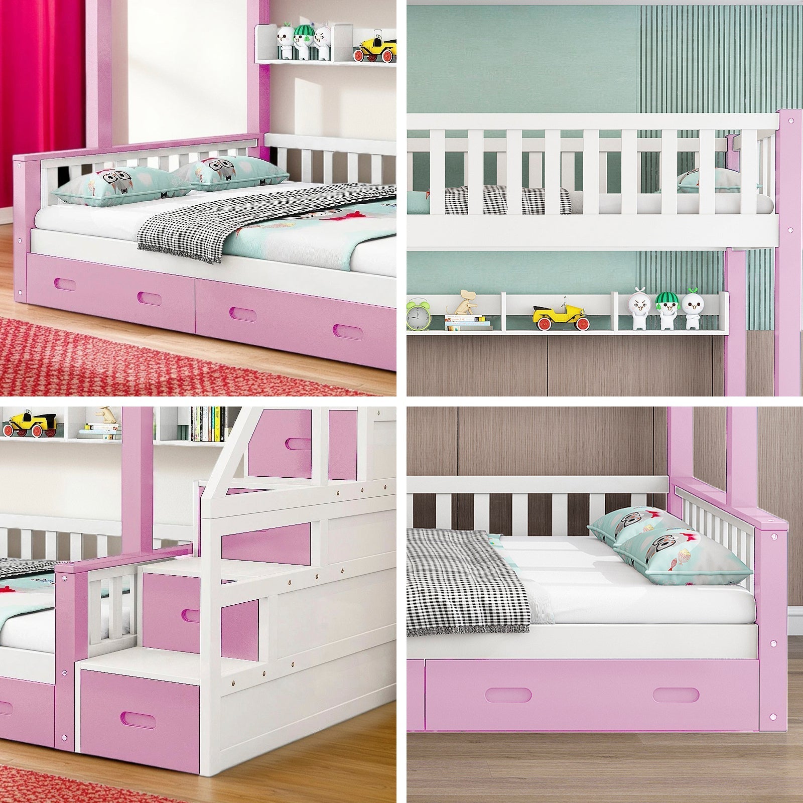 LIVARA ACSF01 Rails Pine Safety Solid Bed Timber Bunk Big Frame Storage