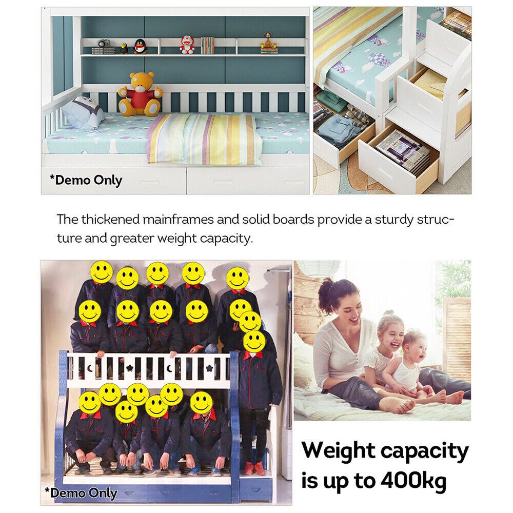 LIVARA ACSF01 Rails Pine Safety Solid Bed Timber Bunk Big Frame Storage