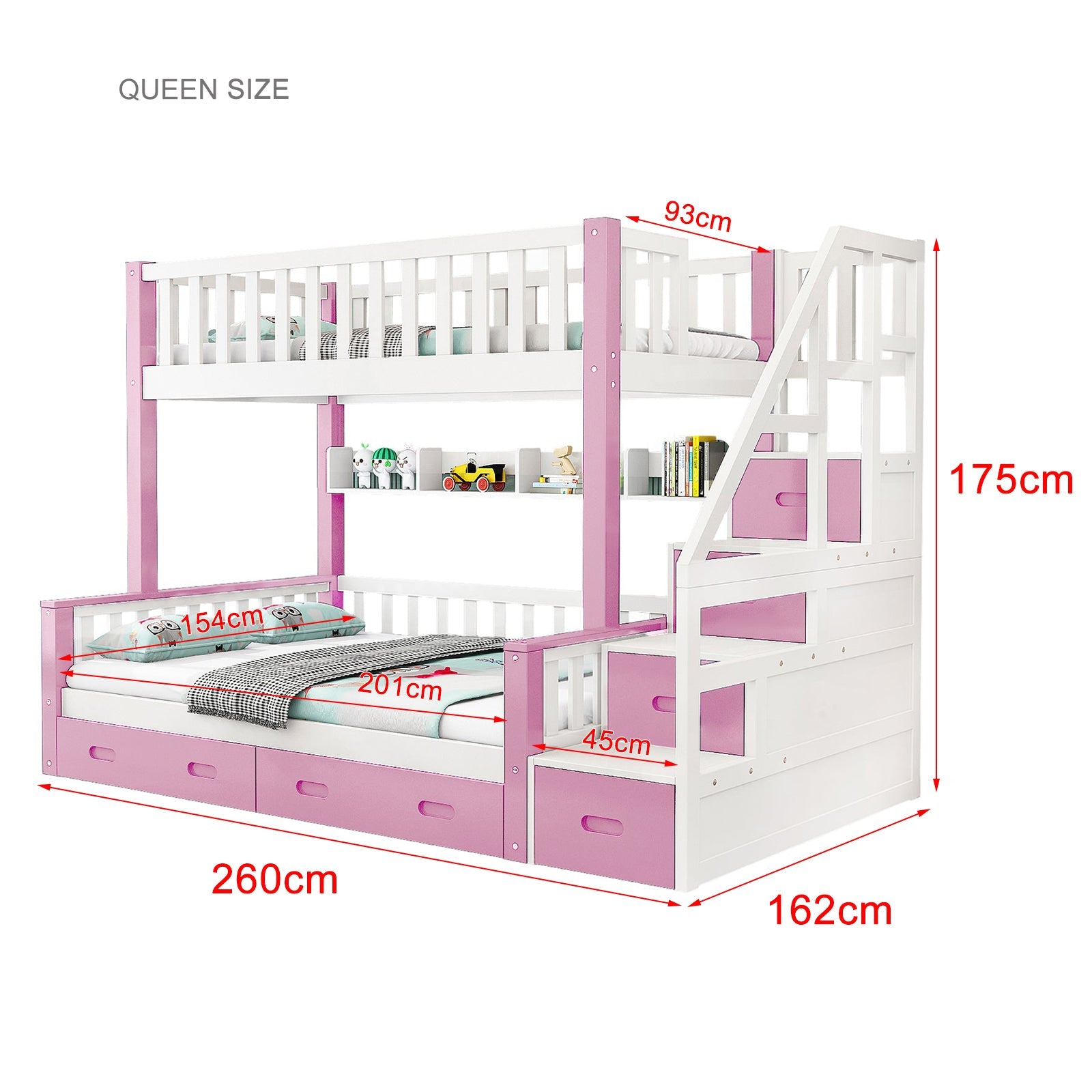 LIVARA ACSF01 Rails Pine Safety Solid Bed Timber Bunk Big Frame Storage