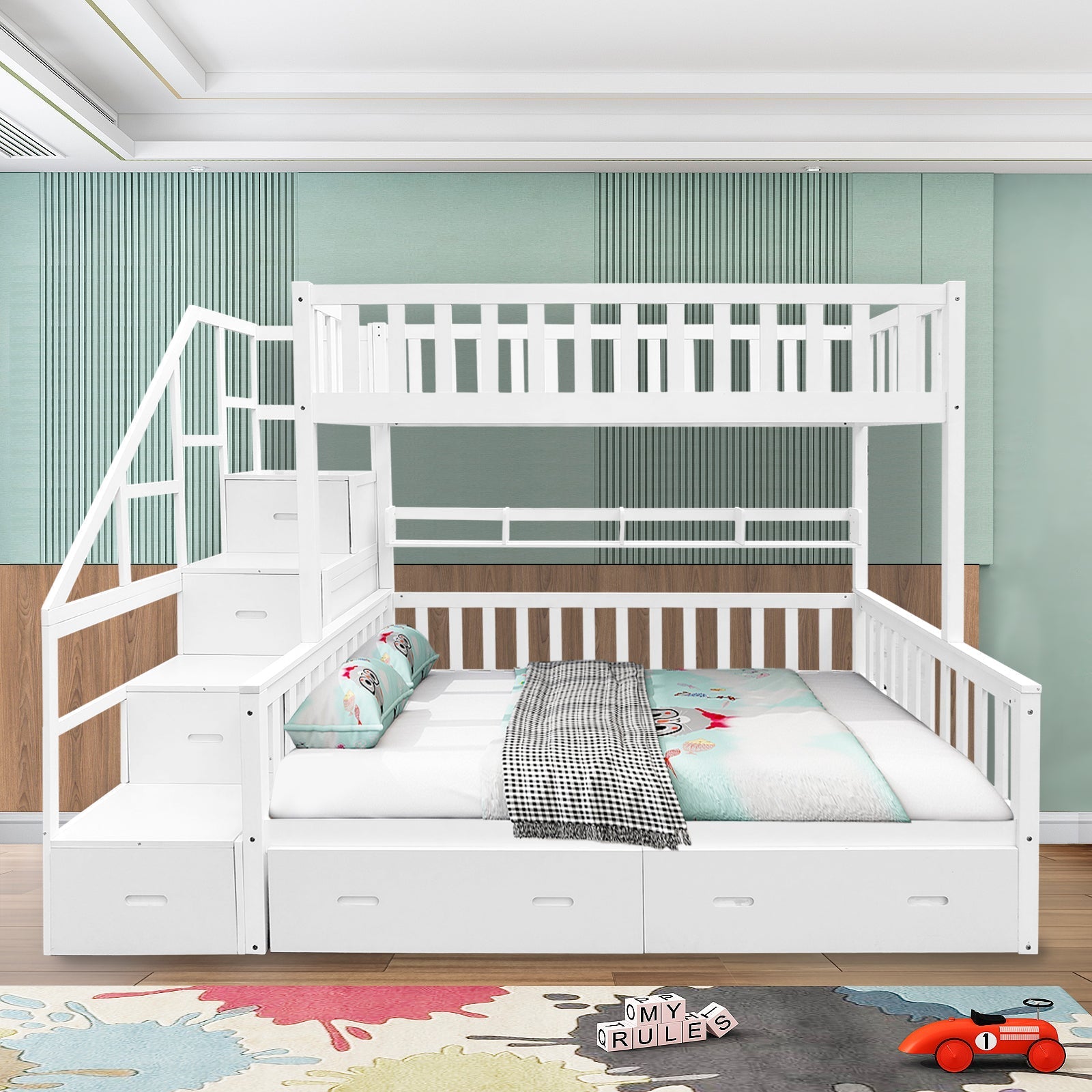 LIVARA ACSF01 Rails Pine Safety Solid Bed Timber Bunk Big Frame Storage