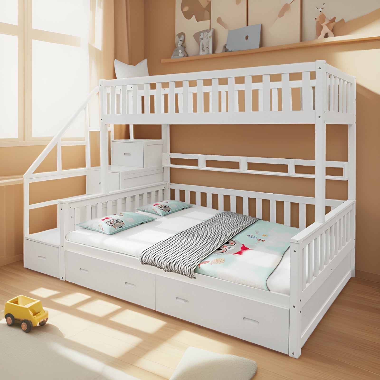 LIVARA ACSF01 Rails Pine Safety Solid Bed Timber Bunk Big Frame Storage