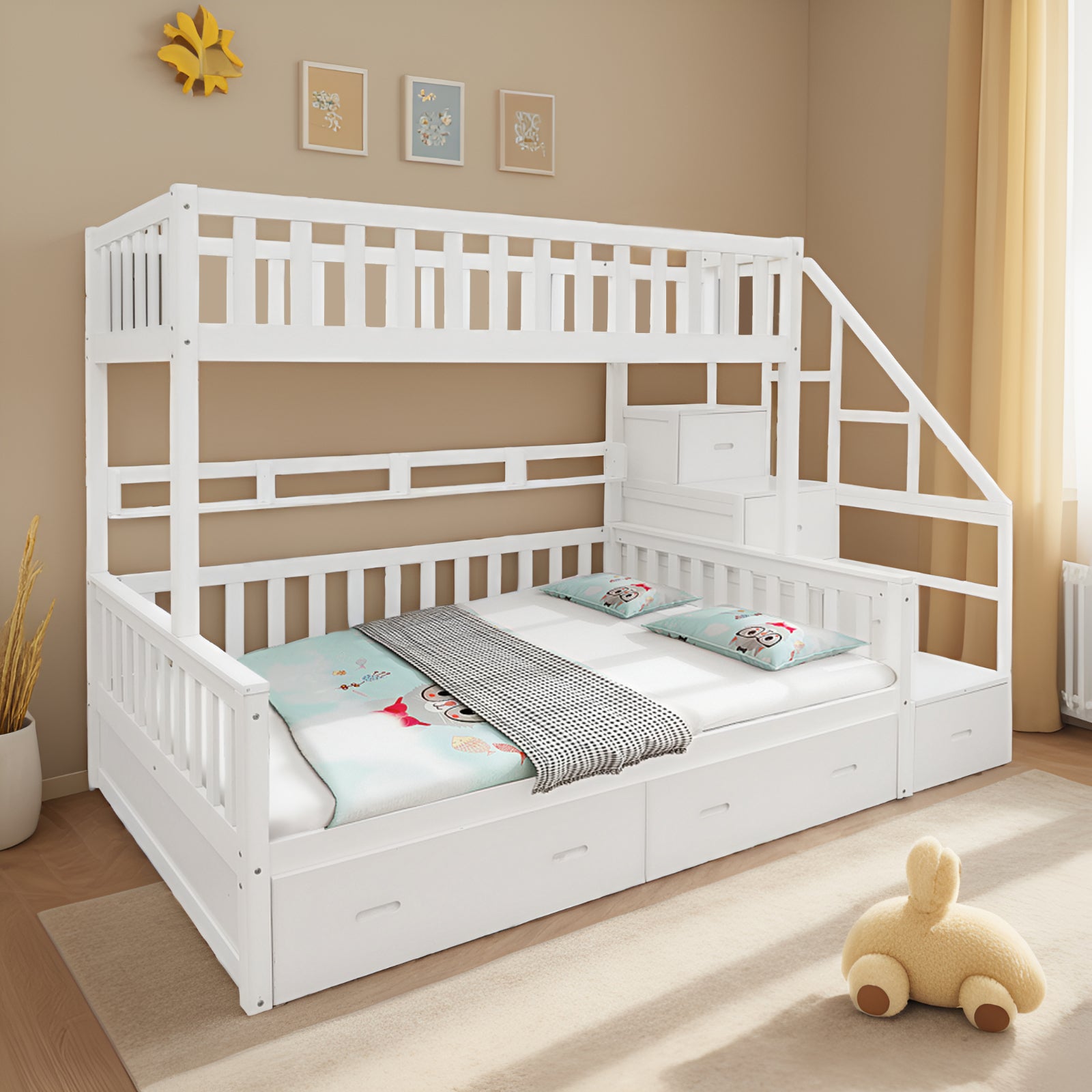 LIVARA ACSF01 Rails Pine Safety Solid Bed Timber Bunk Big Frame Storage