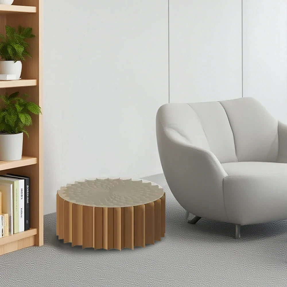 LIVARA Foldable Retail Display Paper Cylinder Round Stand Space-Saving Showcase - for Lightweight, Promotions-Brown