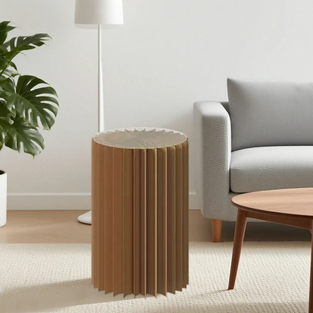 LIVARA Foldable Retail Display Paper Cylinder Round Stand Space-Saving Showcase - for Lightweight, Promotions-Brown