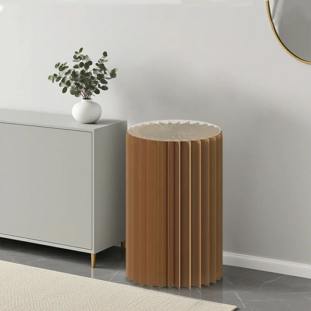 LIVARA Foldable Retail Display Paper Cylinder Round Stand Space-Saving Showcase - for Lightweight, Promotions-Brown