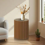 LIVARA Foldable Retail Display Paper Cylinder Round Stand Space-Saving Showcase - for Lightweight, Promotions-Brown