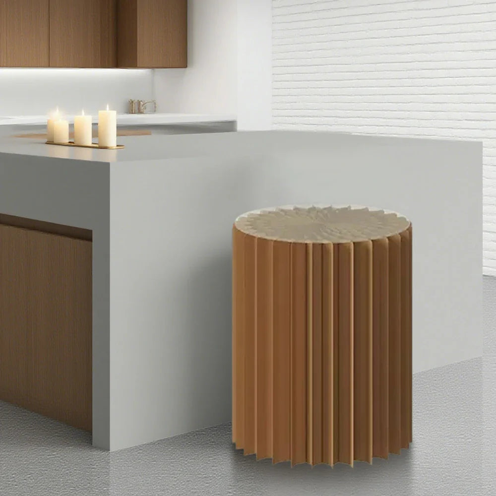 LIVARA Foldable Retail Display Paper Cylinder Round Stand Space-Saving Showcase - for Lightweight, Promotions-Brown