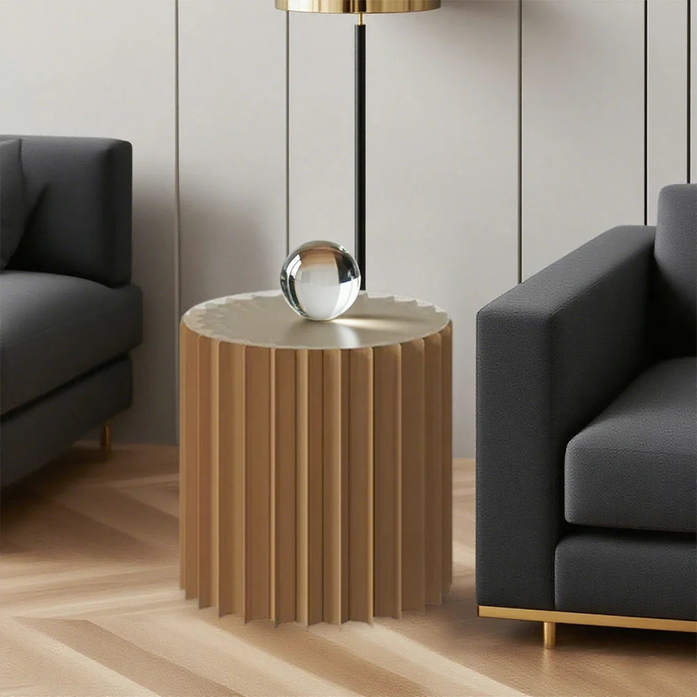 LIVARA Foldable Retail Display Paper Cylinder Round Stand Space-Saving Showcase - for Lightweight, Promotions-Brown