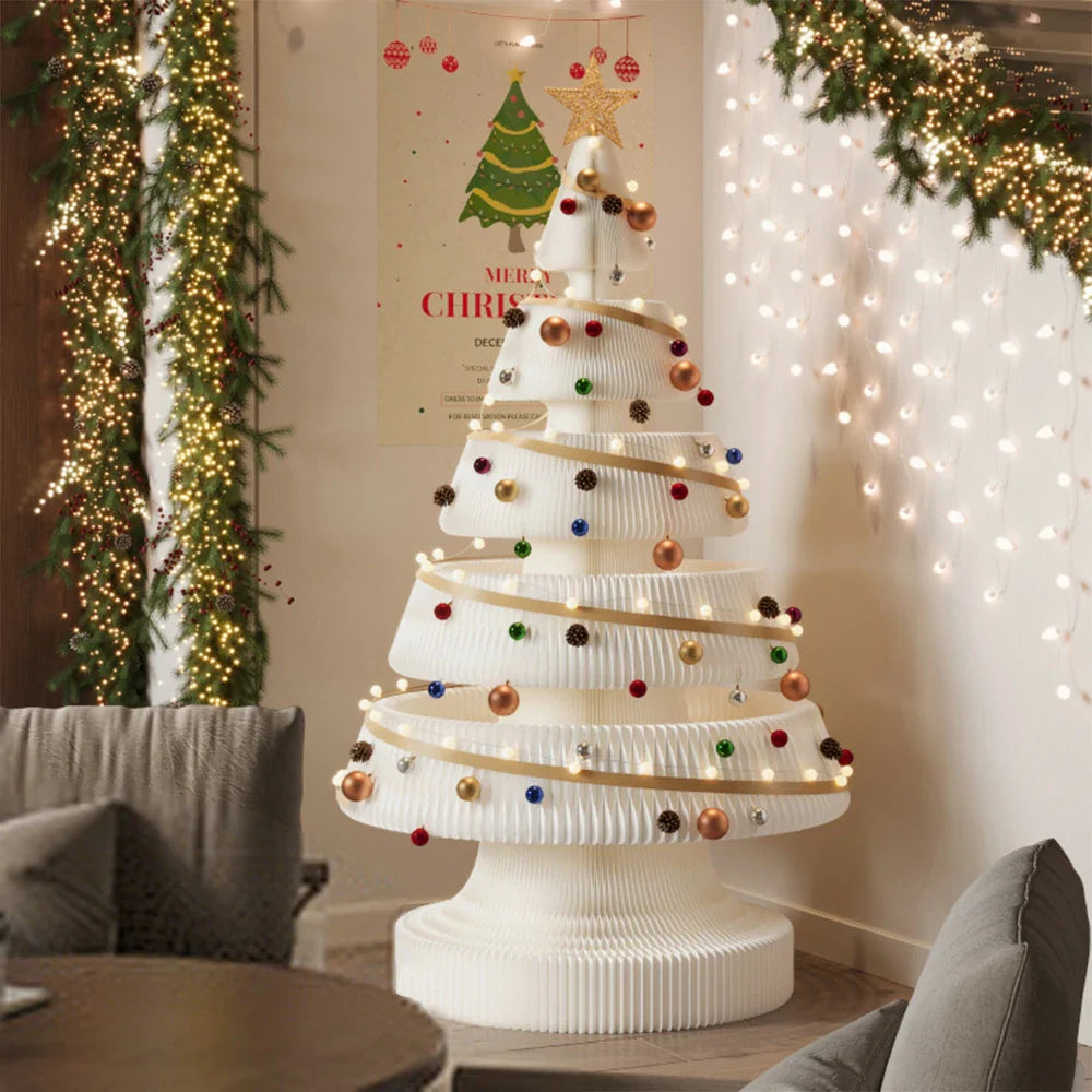 LIVARA Foldable Decoration 147/240cm Tree Display for Holiday - Decor Party Retail Home, Christmas White