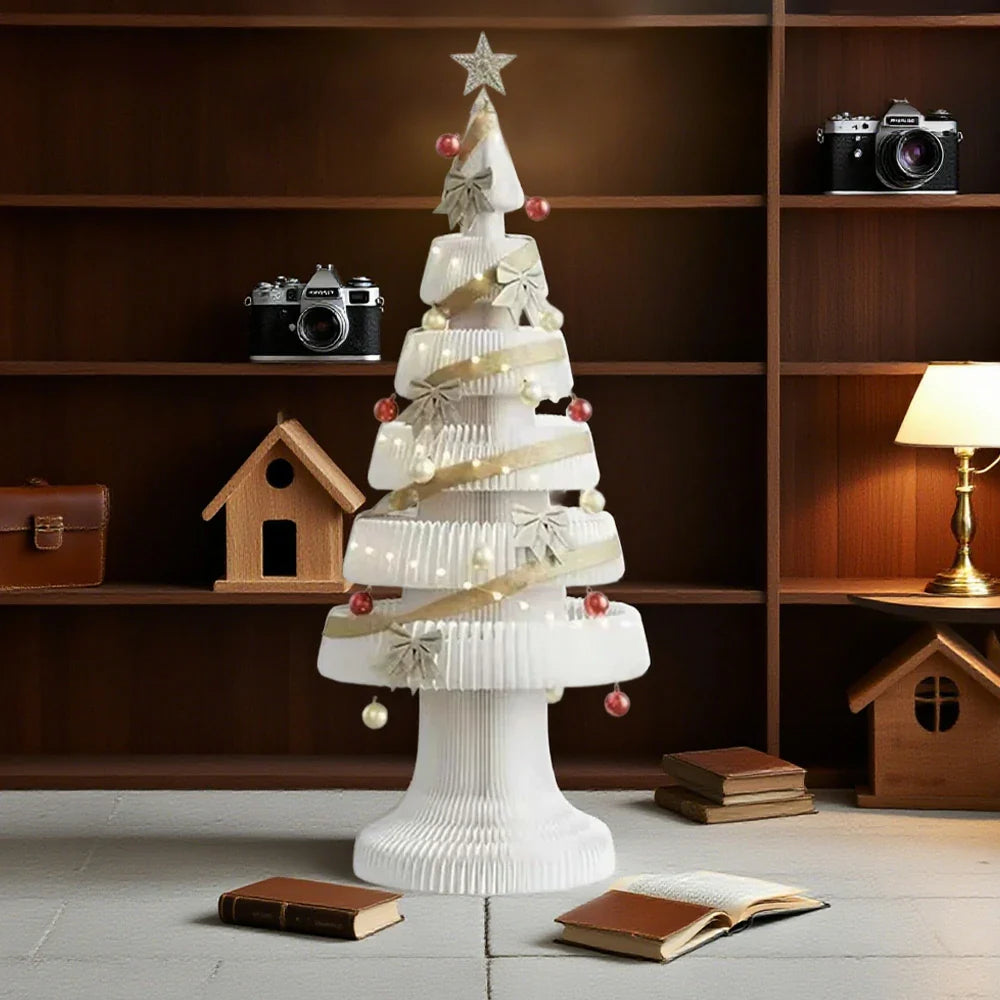 LIVARA Foldable Decoration 147/240cm Tree Display for Holiday - Decor Party Retail Home, Christmas White