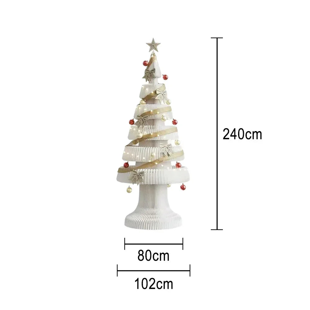 LIVARA Foldable Decoration 147/240cm Tree Display for Holiday - Decor Party Retail Home, Christmas White