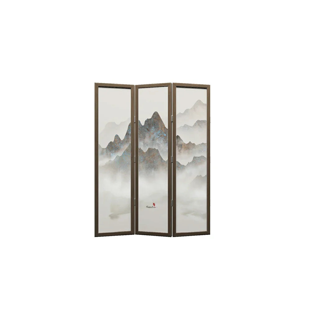 LIVARA 3-Panel Folding Room Divider Solid Landscape Painting Wood