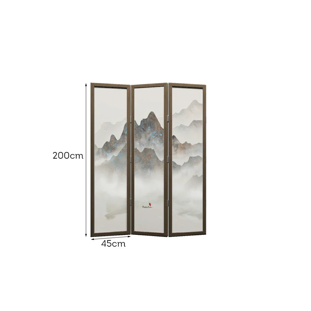 LIVARA 3-Panel Folding Room Divider Solid Landscape Painting Wood