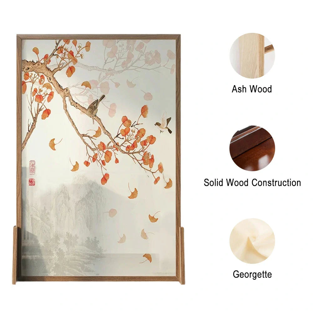 LIVARA Autumn Mongolian Pine for Asian Divider, Style Suitable Room Leaves Wood, with Home Ash Wood Decoration