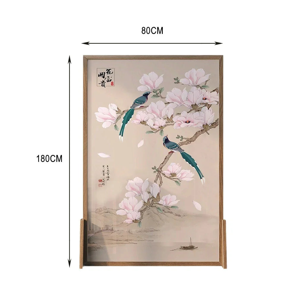 LIVARA Asian Design and Solid Elegant Ash Mongolian Style Room Divider, Wood Office Pine Home Wood, for Decoration