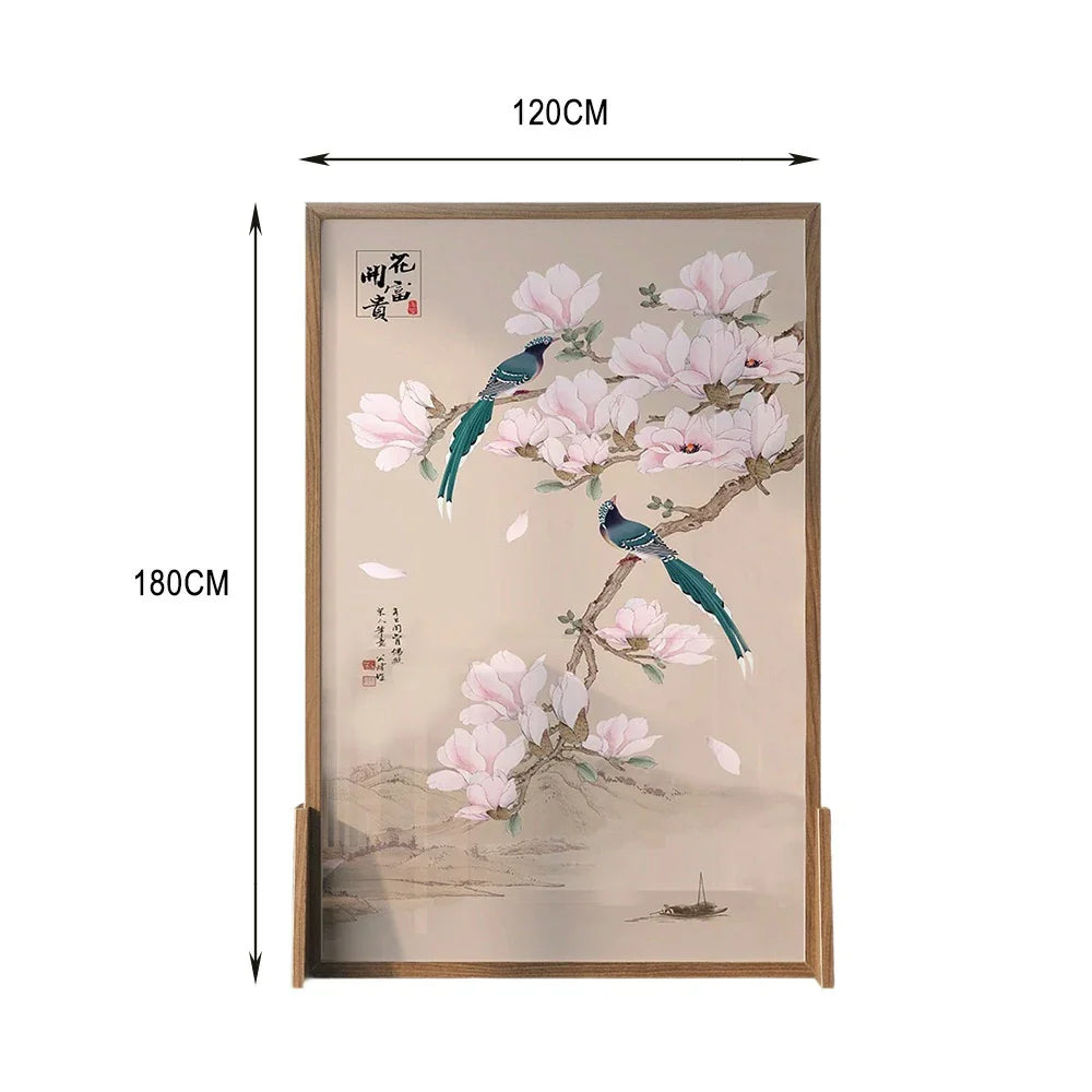 LIVARA Asian Design and Solid Elegant Ash Mongolian Style Room Divider, Wood Office Pine Home Wood, for Decoration