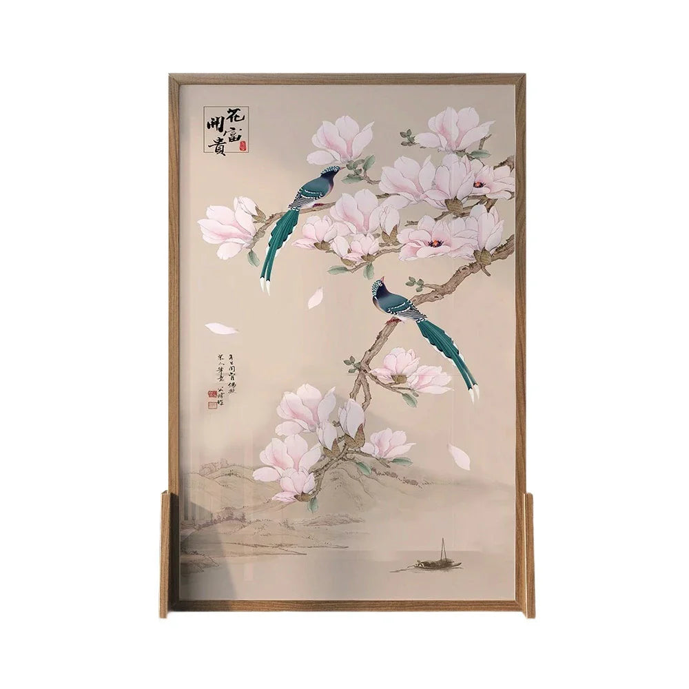 LIVARA Asian Design and Solid Elegant Ash Mongolian Style Room Divider, Wood Office Pine Home Wood, for Decoration